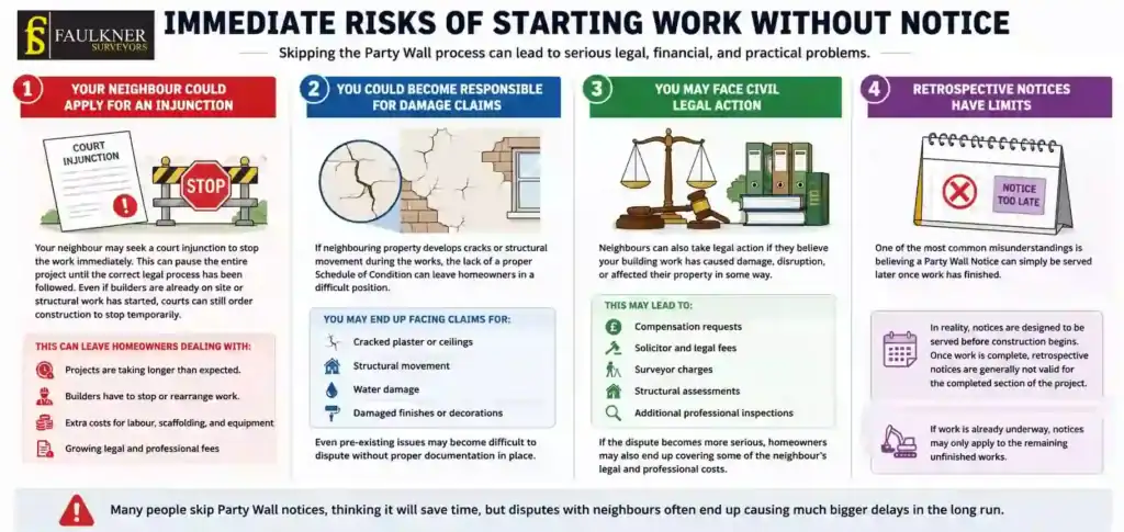 What Happens If You Start Work Without a Party Wall Notice? 1 Immediate Risks of Starting Work Without Party Wall Notice Colchester