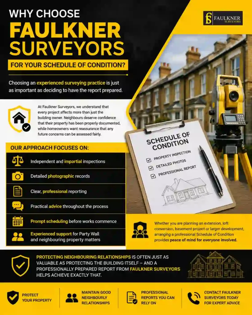 Schedule of Condition: What It Is and Why It Protects Both Neighbours 3 Why Choose Faulkner Surveyors for Your Schedule of Condition Colchester?